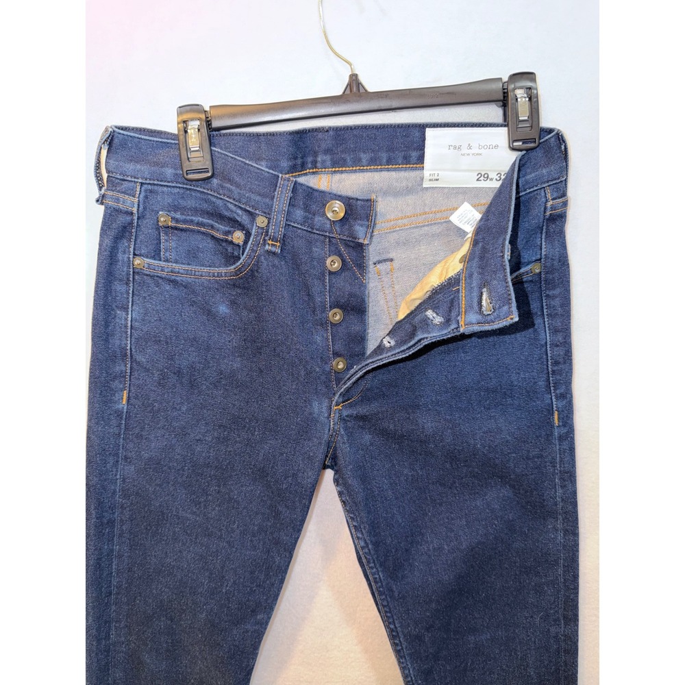 Rag Bone Fit 2 Slim Jeans‎ Dark Wash Button Fly Mens Size 29x32